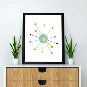 Atomaire sterrenexplosie mid-century modern poster