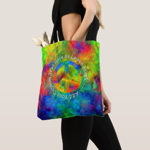 [Atomaire Tie-Dye] Vredessymbool Aangepaste Tekst  Draagtas