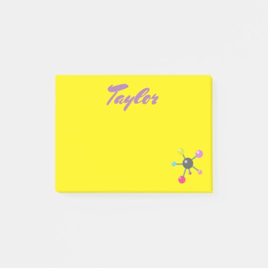 Atomen op gele achtergrond post-it® notes (Voorkant)