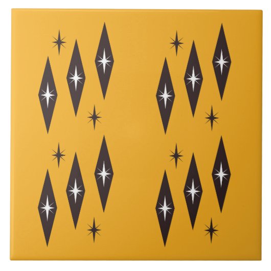 Atomic 1950's Diamonds Pattern Sinaasappel Tegeltje (Voorkant)