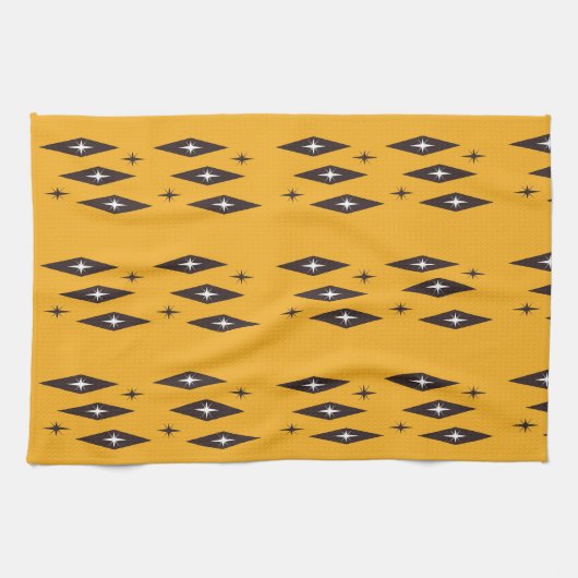 Atomic 1950's Diamonds Pattern Sinaasappel Theedoek (Horizontaal)