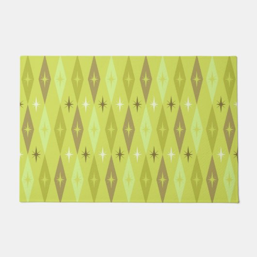 Atomic 1950's Diamonds Sterren Chartreuse Deurmat (Voorkant)