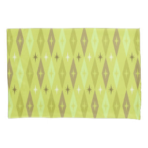 Atomic 1950's Diamonds Sterren Chartreuse Kussensloop