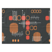 Atomic Abstract Barkcloth Black Burnt Oranje Tafelkleed (Voorkant (Horizontaal))