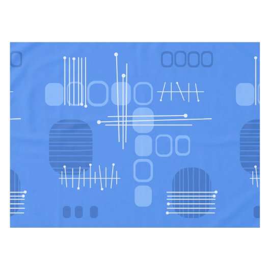 Atomic Abstract Barkcloth Blue Tafelkleed (Voorkant (Horizontaal))