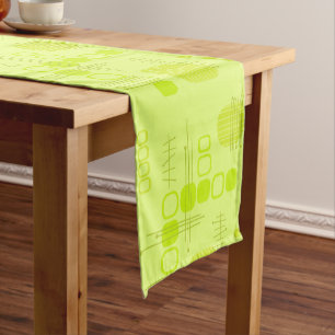 Atomic Abstract Barkcloth Chartreuse Korte Tafelloper