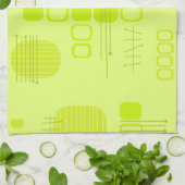 Atomic Abstract Barkcloth Chartreuse Theedoek (Gevouwen)