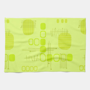 Atomic Abstract Barkcloth Chartreuse Theedoek