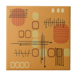 Atomic Abstract Barkcloth Ochre Tegeltje