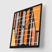 Atomic Abstract Geometric Art Zwart Sinaasappel Vierkante Klok (Hoek)