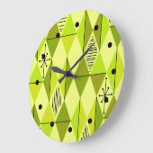 Atomic Age Art Diamonds Chartreuse Grote Klok (Hoek)