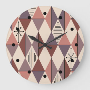 Atomic Age Art Diamonds Mauve Salmon Pink Grote Klok