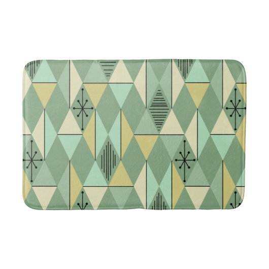 Atomic Age Art Diamonds Mint Green Yellow Badmat (Voorkant)