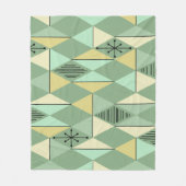 Atomic Age Art Diamonds Mint Green Yellow Fleece Deken (Voorkant)