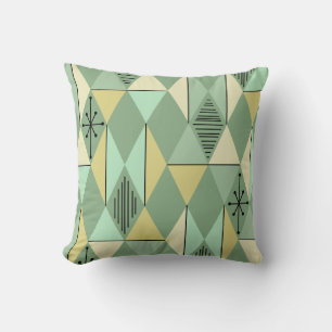 Atomic Age Art Diamonds Mint Green Yellow Kussen