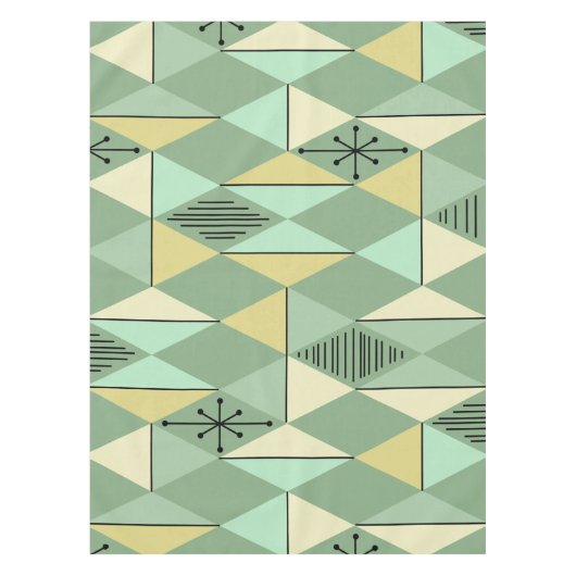 Atomic Age Art Diamonds Mint Green Yellow Tafelkleed (Voorkant)
