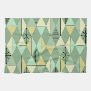 Atomic Age Art Diamonds Mint Green Yellow Theedoek