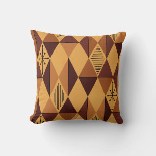 Atomic Age Art Diamonds Ochre Maroon Kussen