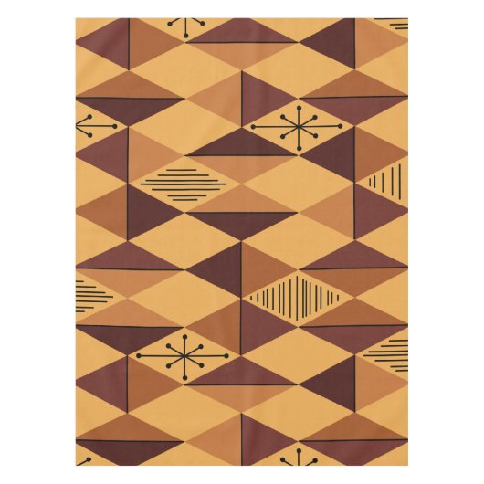 Atomic Age Art Diamonds Ochre Maroon Tafelkleed (Voorkant)