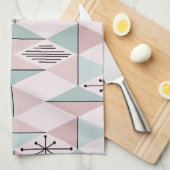 Atomic Age Art Diamonds Pastel Pink Green Theedoek (Quarter Fold)