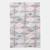 Atomic Age Art Diamonds Pastel Pink Green Theedoek (Verticaal)