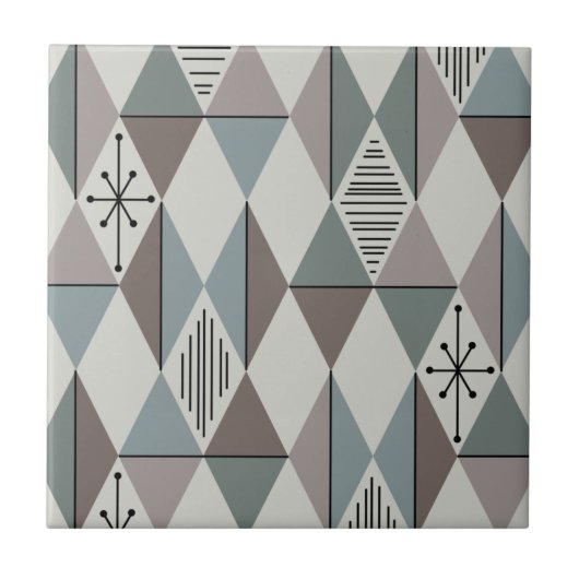 Atomic Age Art Diamonds Sage Grey Tegeltje (Voorkant)
