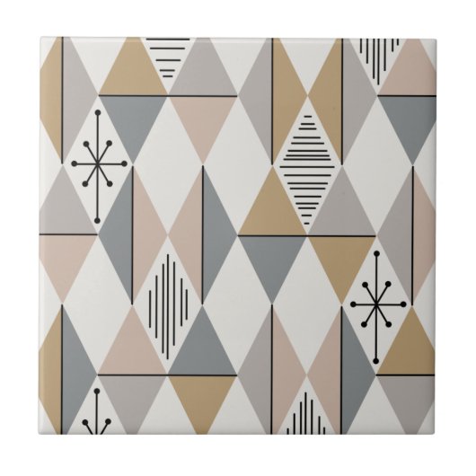 Atomic Age Art Diamonds Silver Gold Tegeltje (Voorkant)