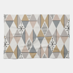 Atomic Age Art Diamonds Silver Gold Theedoek