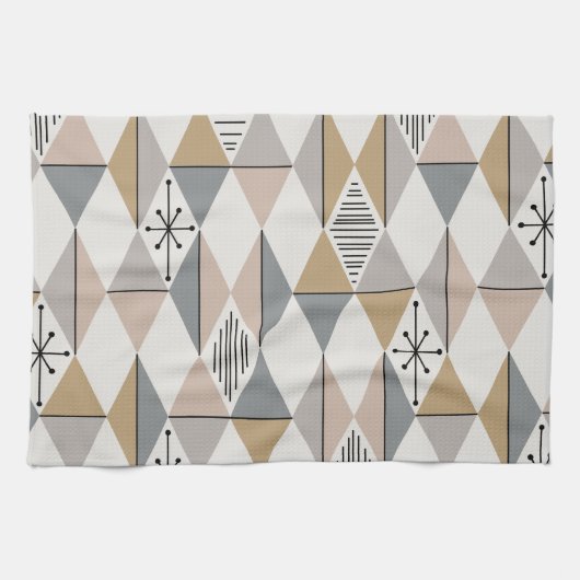 Atomic Age Art Diamonds Silver Gold Theedoek (Horizontaal)