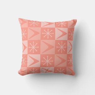 Atomic Age Checkered Boomerangs Peach Kussen