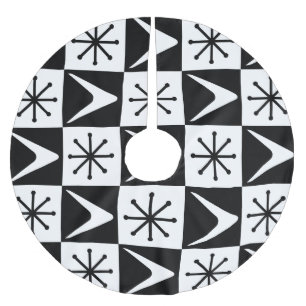 Atomic Age Checkered Boomerangs Zwart Wit Kerstboom Rok