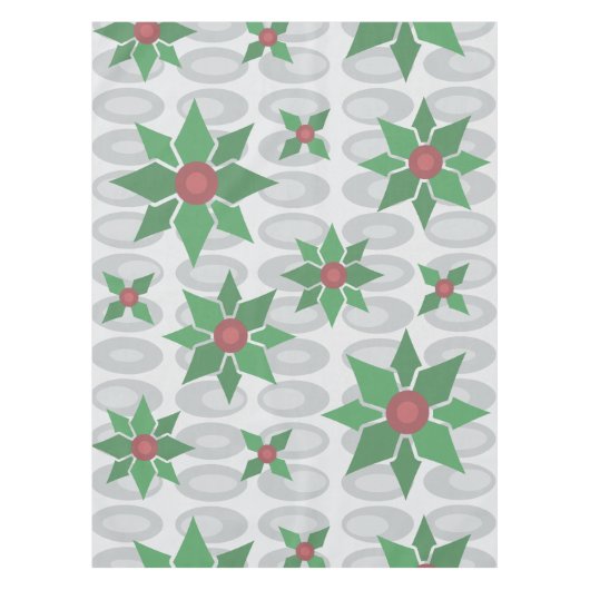 Atomic Age Christmas Holly Silver Tafelkleed (Voorkant)