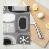 Atomic Age Fieldstones Zwart Wit Theedoek (Quarter Fold)