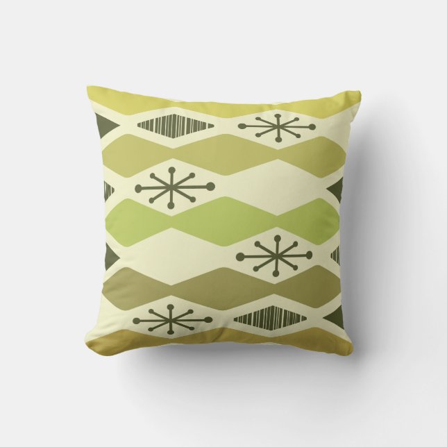 Atomic Age geometrische chartreuse Kussen (Voorkant)
