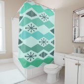 Atomic Age geometrische turquoise Douchegordijn (In situ)