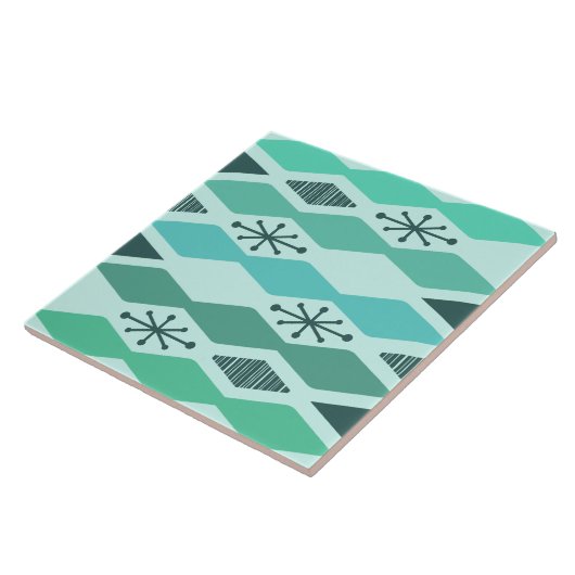 Atomic Age geometrische turquoise Tegeltje (Zijkant)