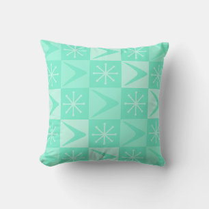 Atomic Age Geruit Boomerangs Mint Green Kussen