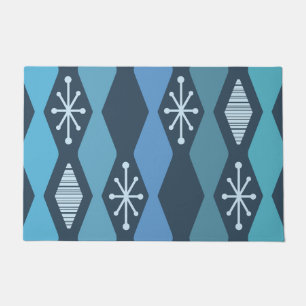 Atomic Age MCM Columns Blauwgroen Blauw Deurmat