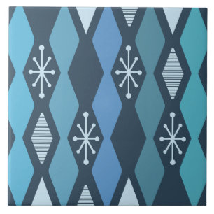 Atomic Age MCM Columns Blauwgroen Blauw Tegeltje