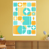 Atomic Age Mid Century Abstract Blauwgroen, Aqua,  Canvas Afdruk (Insitu (Woonkamer))