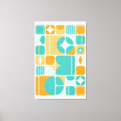 Atomic Age Mid Century Abstract Blauwgroen, Aqua,  Canvas Afdruk (Voorkant)
