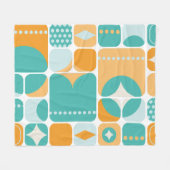 Atomic Age Mid Century Abstract Blauwgroen, Aqua,  Fleece Deken (Voorkant (Horizontaal))