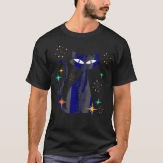 Atomic Age Midden-eeuw Cat Space Modern T-shirt