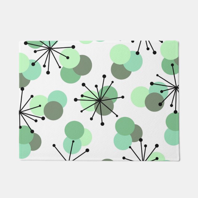 Atomic Age Molecules Mint Green Deurmat (Voorkant)