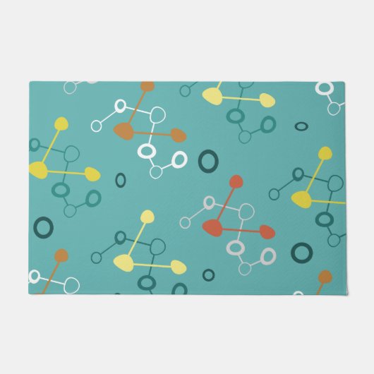 Atomic Age Pattern Turquoise Deurmat (Voorkant)