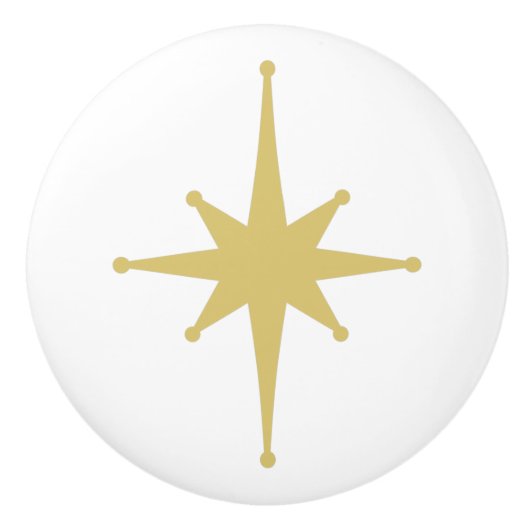 Atomic Age Retro 50s Starburst Single in Mustard Keramische Knop (Voorkant)