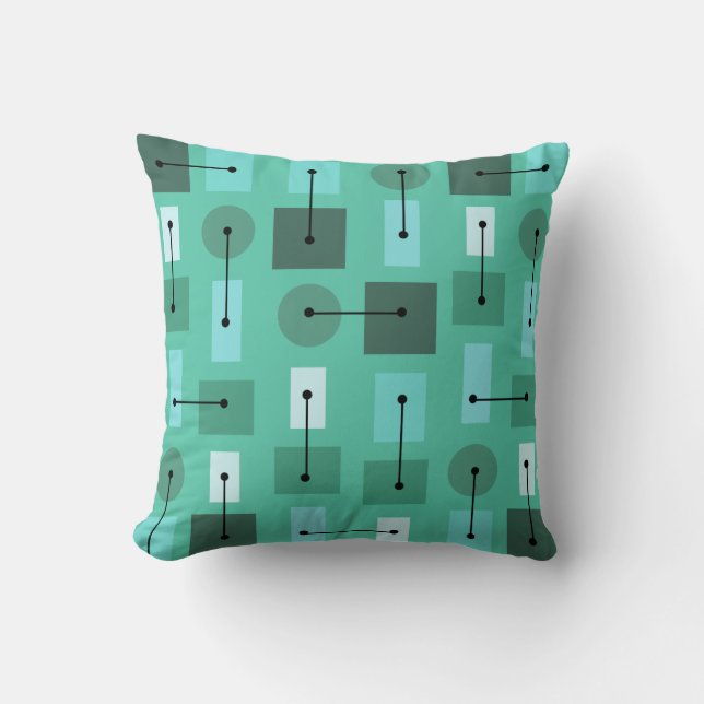 Atomic Age Simple Shapes Turquoise Kussen (Voorkant)
