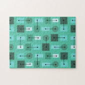 Atomic Age Simple Shapes Turquoise Legpuzzel (Horizontaal)