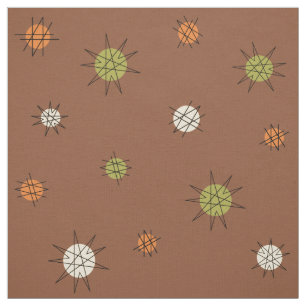 Atomic Age Starburst Planets Brown Green Stof