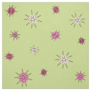 Atomic Age Starburst Planets Lime Green Stof